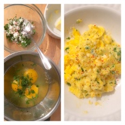 scrambled eggs with goat cheese and herbs