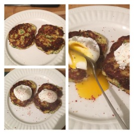 zucchini fritters with poached eggs